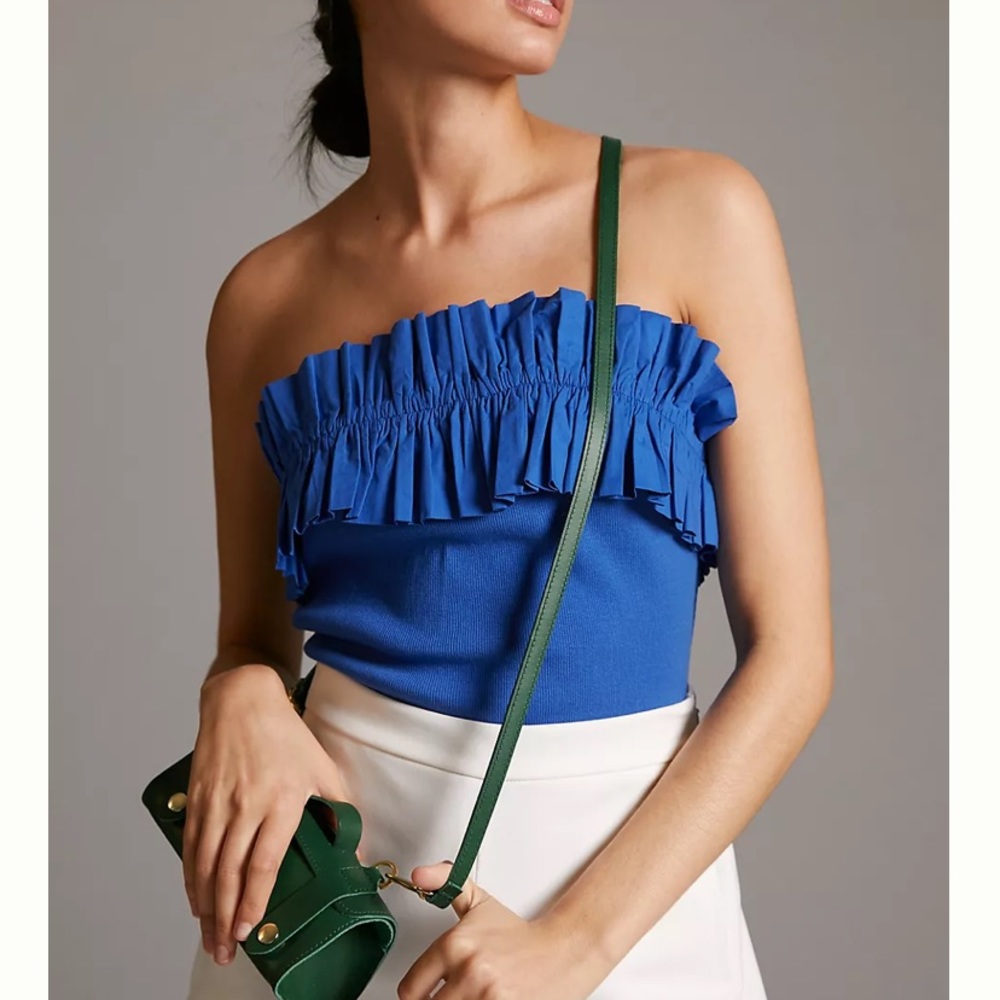 Maeve Poplin Ruffle Tube Top